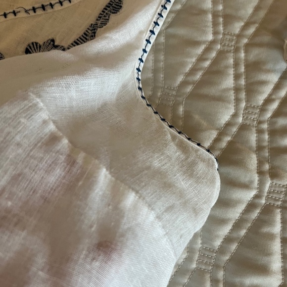 J. Jill 100% Linen Sleeveless White and Blue Embroidered Blouse/Tunic Top Size L - Picture 9 of 11